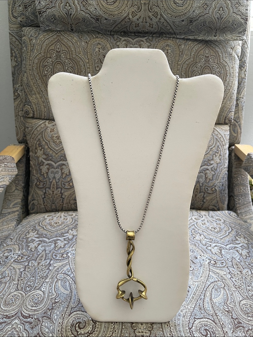 Silver Plated and Bronze Twisted Pendant